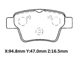 CITROEN C4- 04/11; ARKA FREN BALATASI (KABLOSUZ)(DİSK) (94.5x46.77x16.9)(BRAMAX)