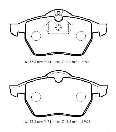 OPEL VECTRA- B- 96/99; ÖN FREN BALATASI (KABLOSUZ)(DİSK) (155,3X74,1X19/156,3X74,1X18,5) (BRAMAX
