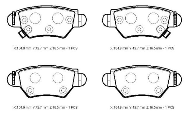 OPEL CORSA- C- 00/03; ARKA FREN BALATASI 1,4/1,7cc (DİSK) (104,9X42,7X16,5) (FMK)
