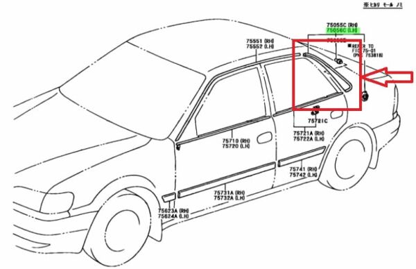 TOYOTA COROLLA- AE111- 99/00; ARKA KAPI ÇITASI (ARKA) SAĞ/SOL SET