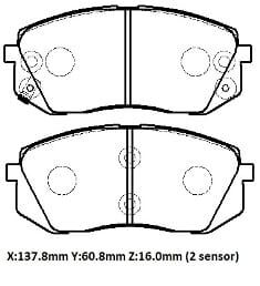 HYUNDAI IX35- 10/15; ÖN FREN BALATASI (DİSK) (137.8X60.8X16)(DAIWA)