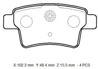 CITROEN C4 GRAND PICASSO- 07/12; ARKA FREN BALATASI 1,6/2,0(KABLOSUZ)(DİSK)(102,3X48,4X15,5)(BRAMAX)
