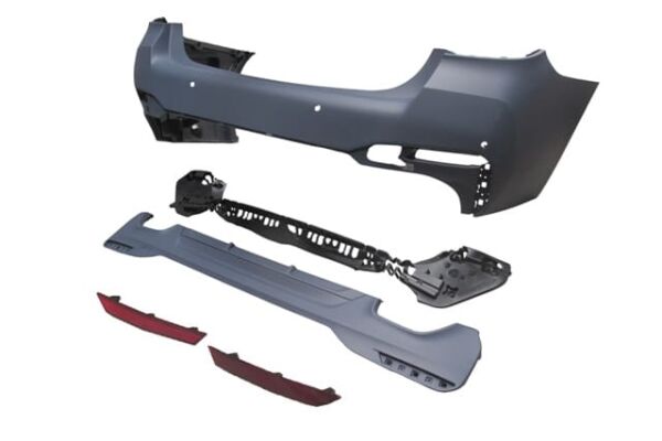 BMW 5 SERI- G30- 20/22; ARKA TAMPON (KARLIKLI/REFLEKTÖRLÜ/BRAKETLİ/ÇEKİ KAPAKLI/SENSÖRLÜ) (M-TECH)