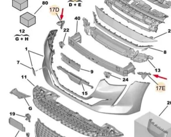 PEUGEOT 208- 20/23; ÖN TAMPON BAĞLANTI BRAKETİ SET (2PARÇA)(ÜST KÖŞE BRAKETİ) (TW)