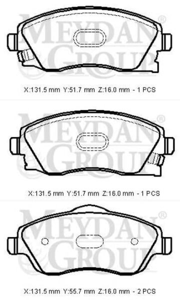 OPEL CORSA- C- 04/06; ÖN FREN BALATASI 1,0/1,2/1,4/1,7 (DİSK) (131,5X51,7X16/13;1,5X55,7X16)(BRAMAX)