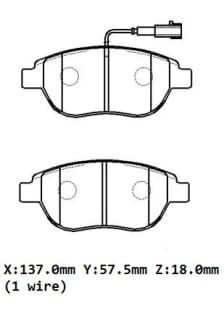 FIAT GRANDE PUNTO- 06/12; ÖN FREN BALATASI 1,2/1.3/1,4/1,9 (1KABLOLU)(DİSK)(137X57.5X18)(BRAMAX)